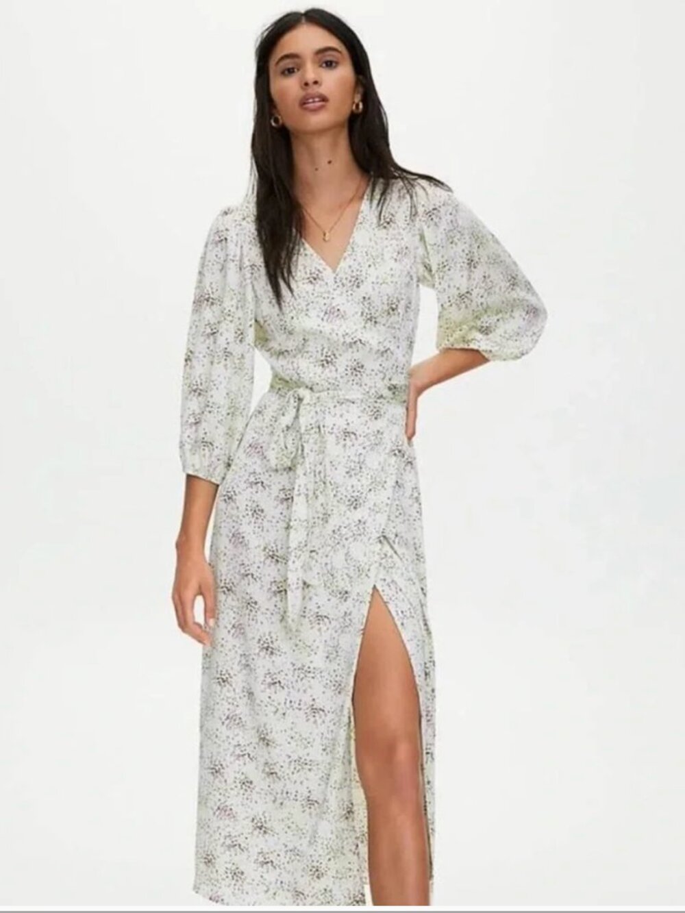 Aritzia Little Moon Vesper Floral Wrap Midi Dress